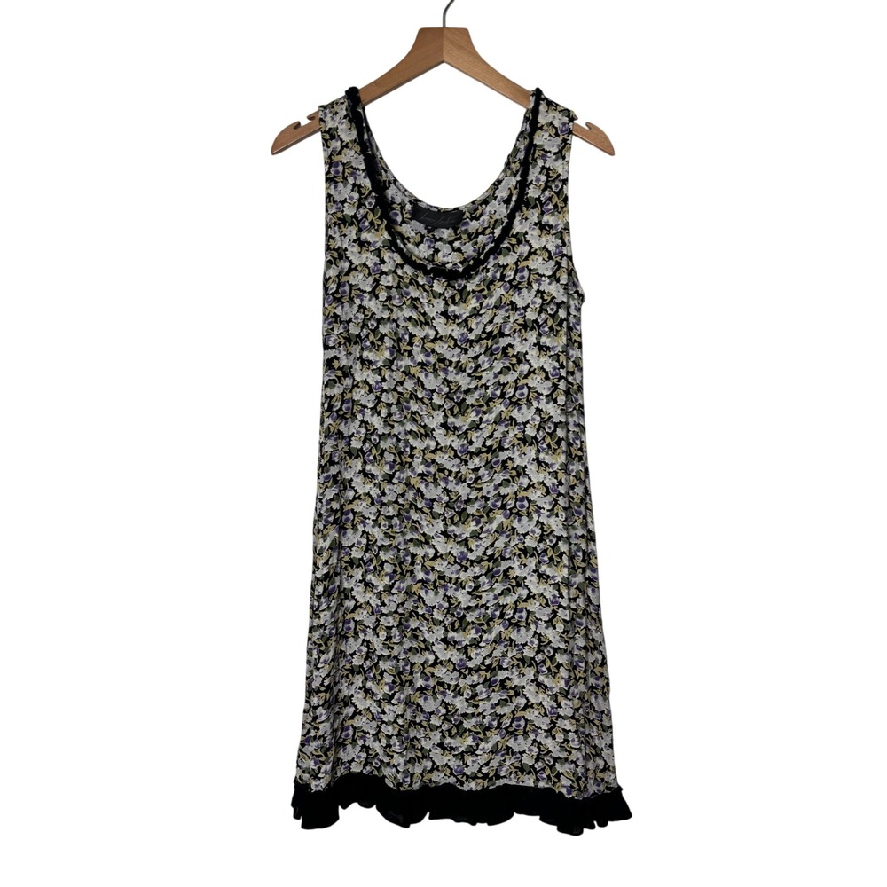 Vintage Jenny Helene Floral Ruffle Hem Sleeveless Shift Dress Womens Small